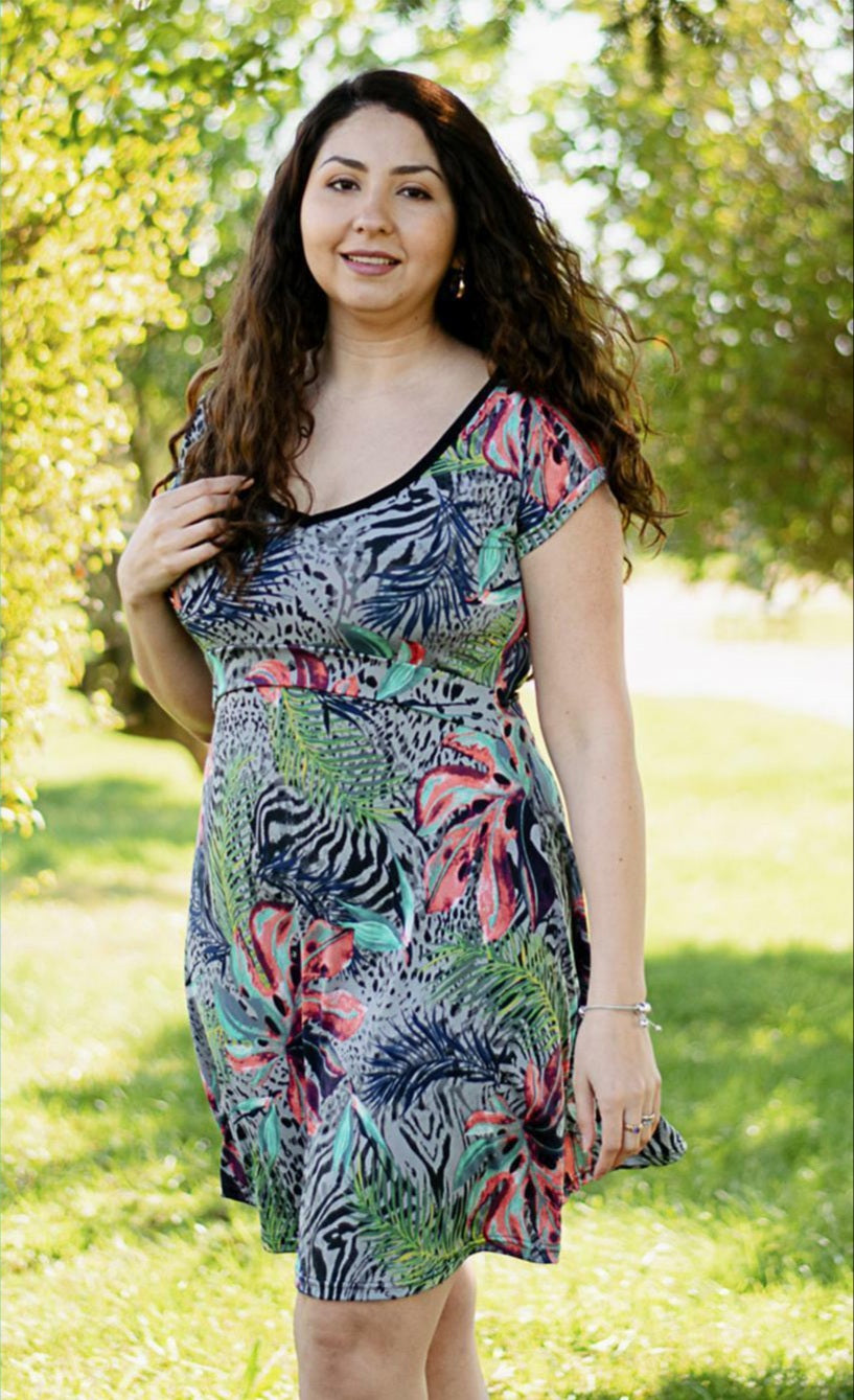 Vestido Renata Flores Rojas