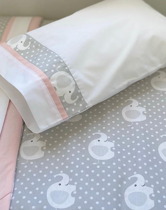 Set Cuna  Elefante Gris Rosado