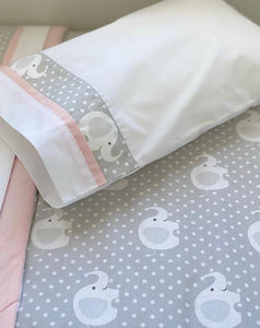 Set Cuna  Elefante Gris Rosado