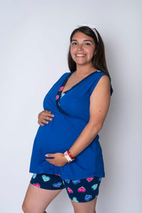 Pijama Azul sin Mangas Short