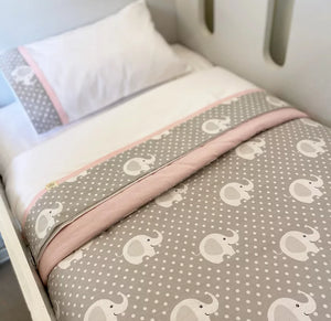 Set Cuna  Elefante Gris Rosado