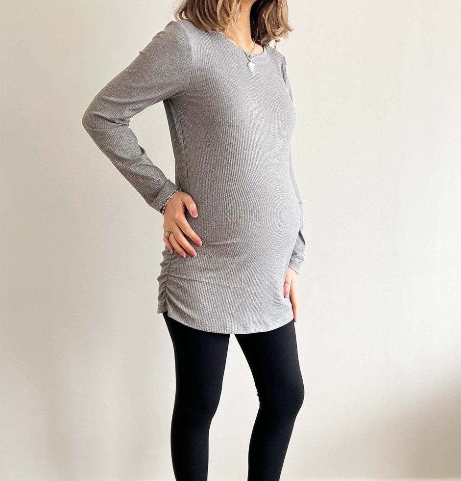 Polera Mom Acanalada Gris