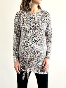 Polera Lazo Print Leopardo Blanca