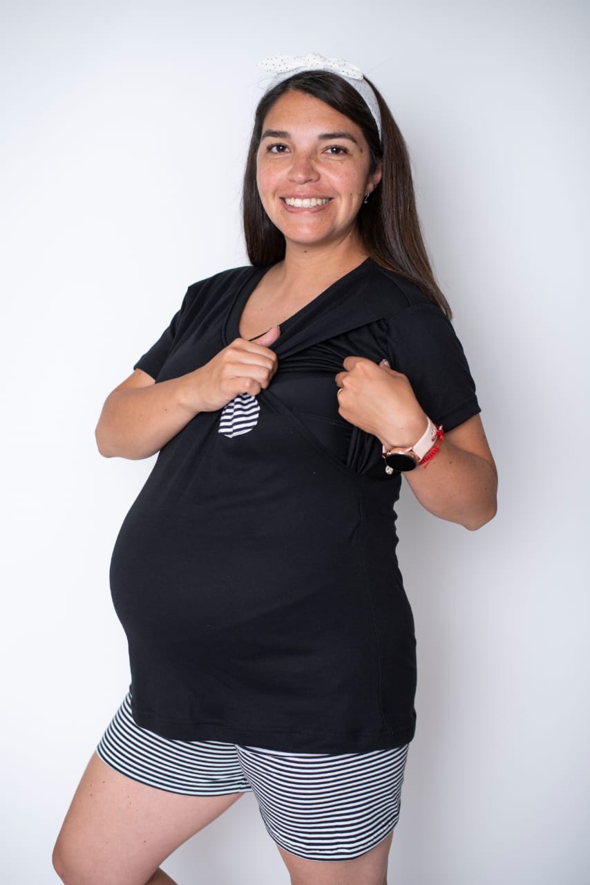 Pijama Negro Short Rayado