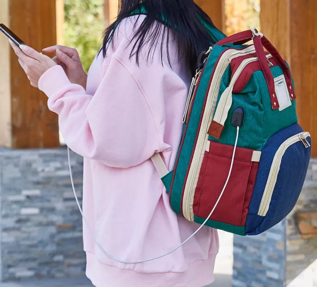 Mochila Maternal Con Mudador Multicolor