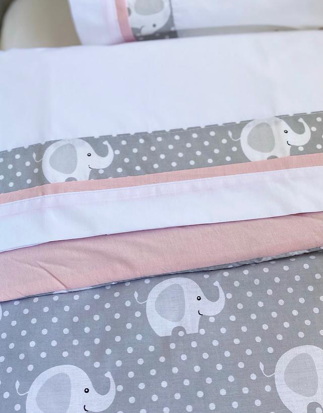 Set Cuna  Elefante Gris Rosado