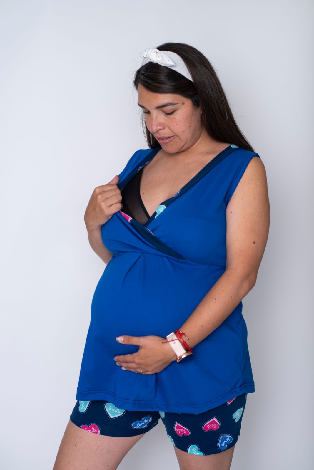 Pijama Azul sin Mangas Short