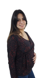 Polera Maite Lazos Negra con Rojo