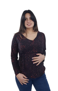 Polera Maite Lazos Negra con Rojo