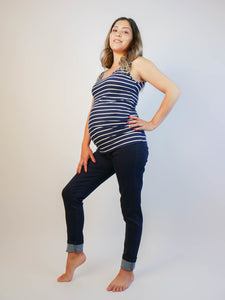 Polera Maternal Tank Azul Rayas