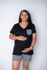 Pijama Negro Short Rayado